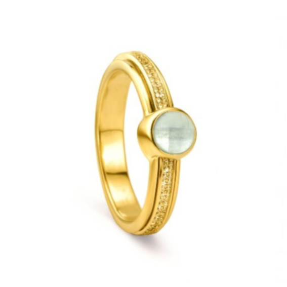 Vitality Aquamarine Fidget Ring – 14KT Yellow Gold Vermeil Anxiety Ring for Stress Relief, Focus, ADHD, Meditation & Emotional Balance