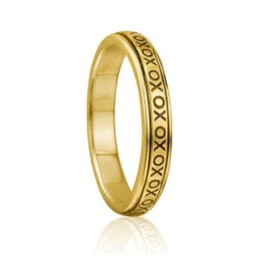 XO Sterling Silver  Gold Fidget Ring for Anxiety Relief – Spinner Anxiety Ring for Stress, ADHD, Focus, Nail Biting, Meditation, Adults & Teens