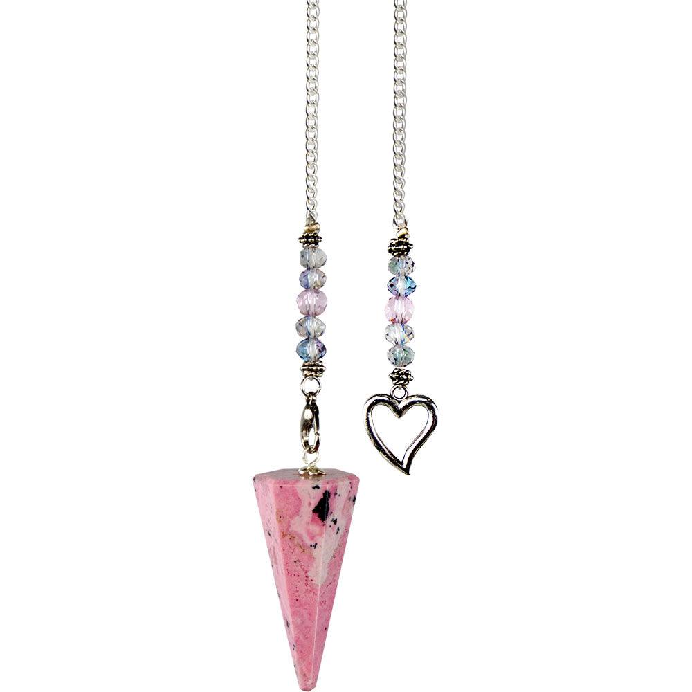 rhodonite gemstone, rhodonite crystal, rhodonite pendulum, rhodonite stone, heart stone, stone for love, 