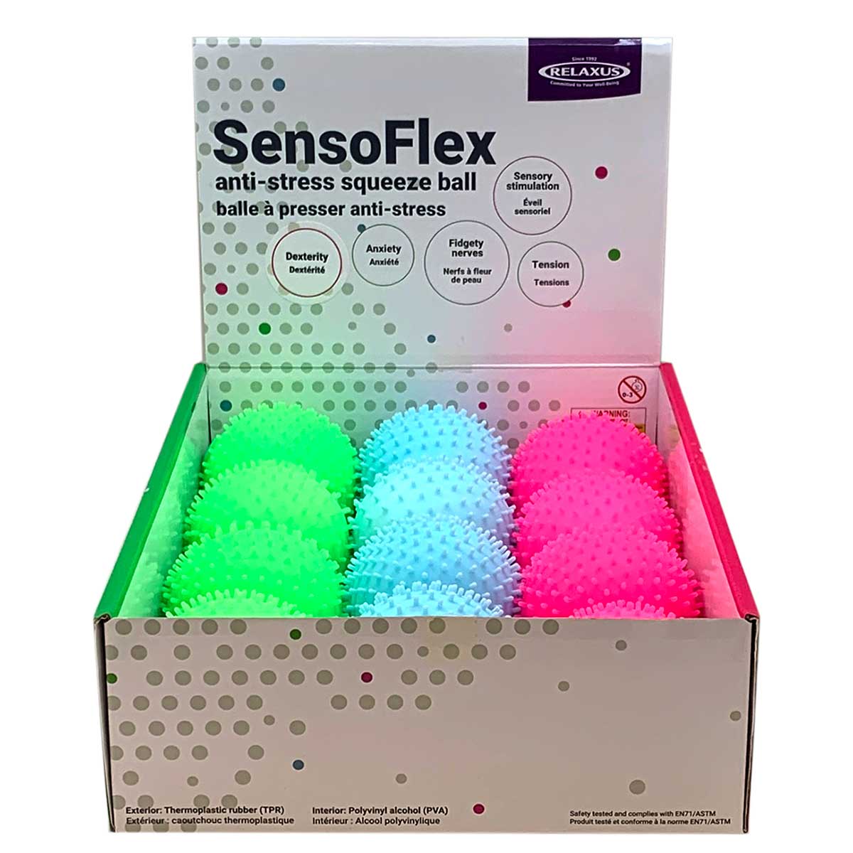 sensoflex, anti anxiety squeeze ball, stress ball, anti stress ball, spikey ball, kids anxiety relief, 
