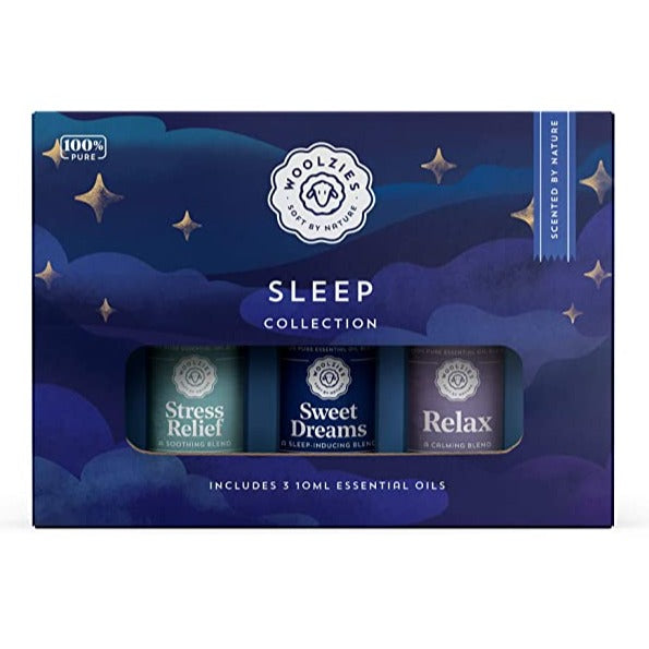The Woolzies Deep Sleep Essential Oil Collection is a trio of oil blends that aid in relaxing the mind and body and alleviating insomnia. These luxurious oils can be inhaled, diffused, or applied topically for ultimate relaxation and rejuvenation.