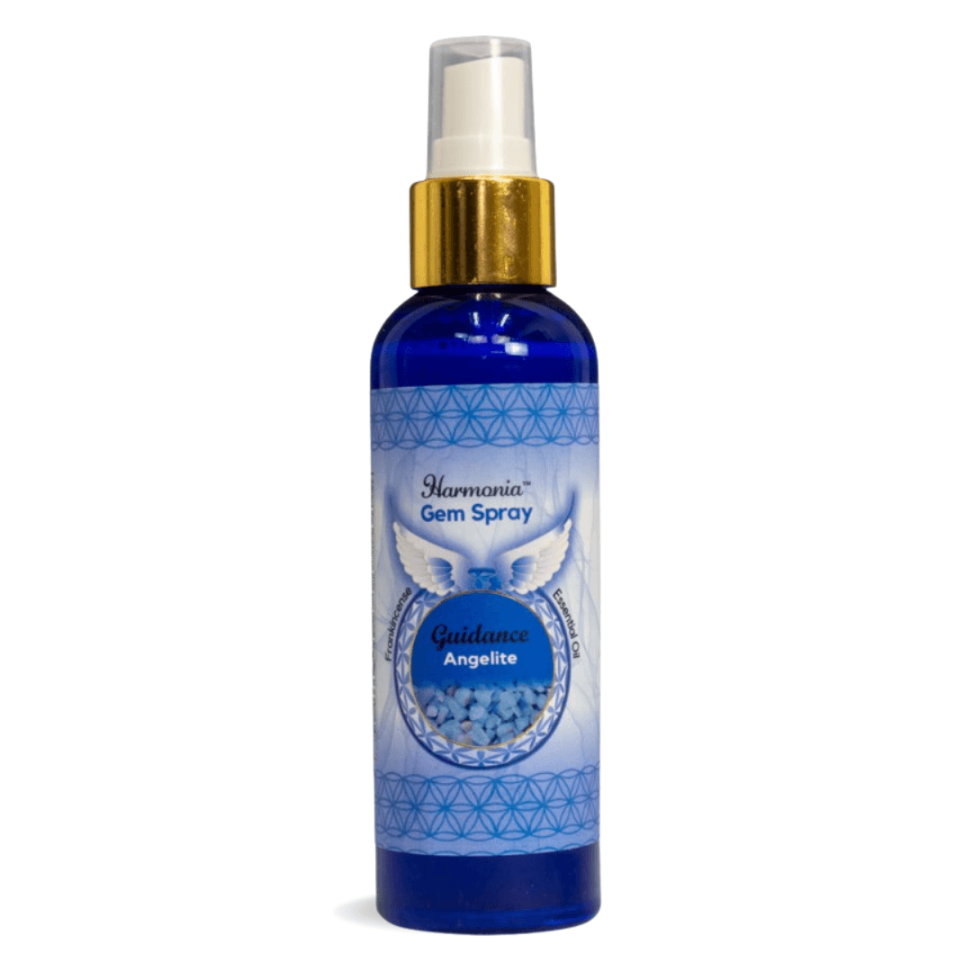 Angelite Frankincense Crystal Wellness Spray for anxiety relief, spiritual guidance, calming scent, and self-care rituals
