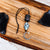 Peaceful Crescent Moon Gemstone Hanging Charm with black tourmaline and celestite, stones for anxiety and inner peace.