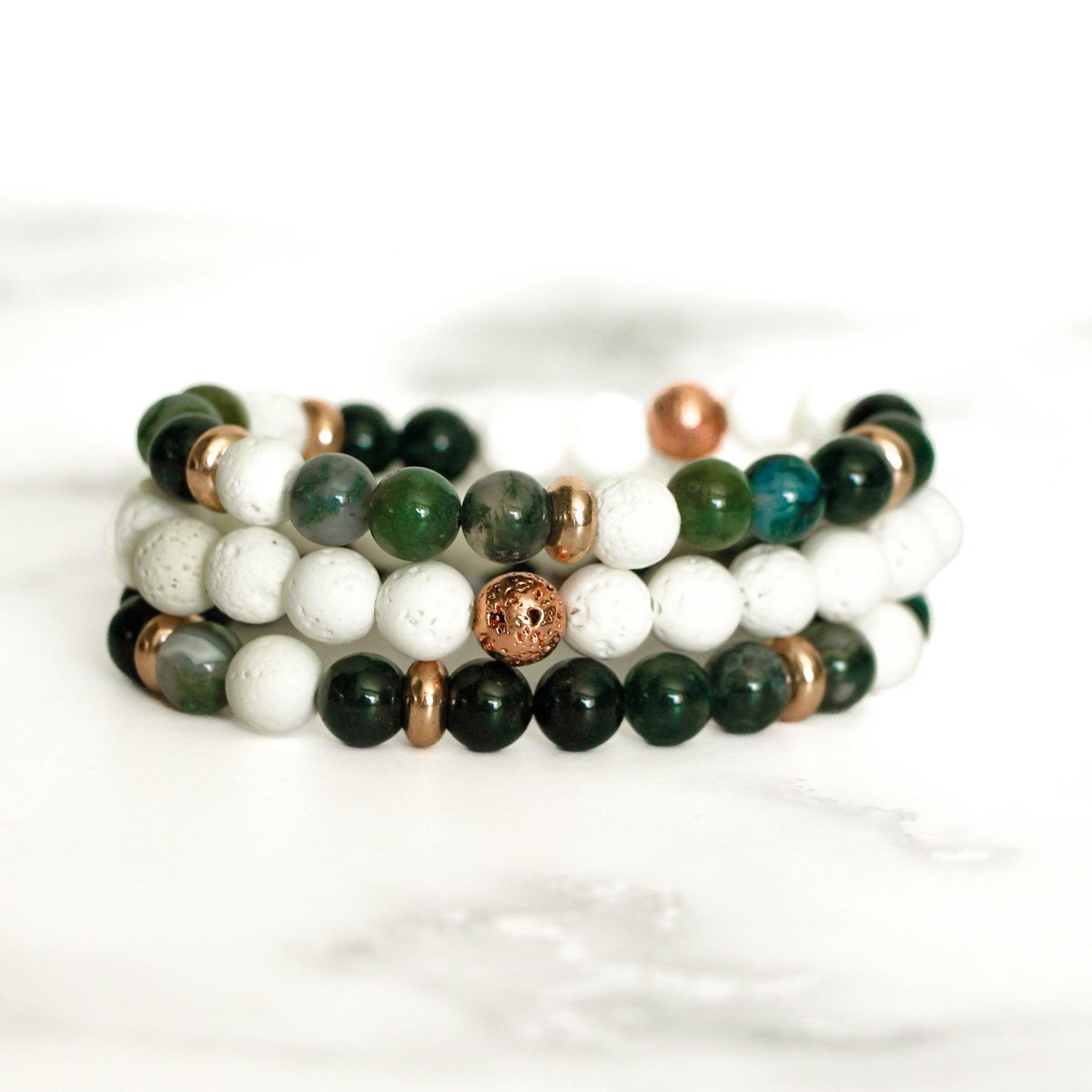 moss agate bracelet, moss agate jewelry, gemstone jewelry, gemstone bracelets, anxiety bracelet, forest bathing bracelets, forest bathing tools, gemstone bracelet, gemstone jewelry, crystal jewelry