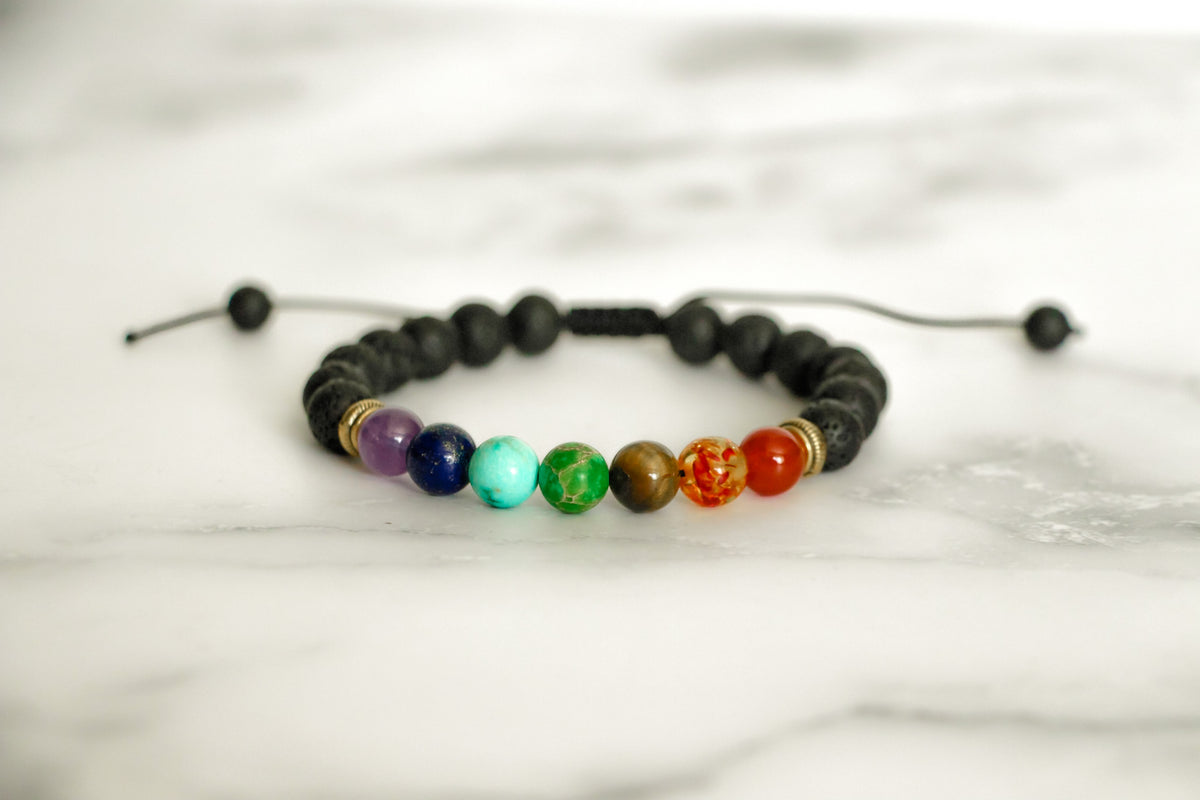 Chakra Lava Stone Bracelet for Alignment and Balance - Anxiety Gone