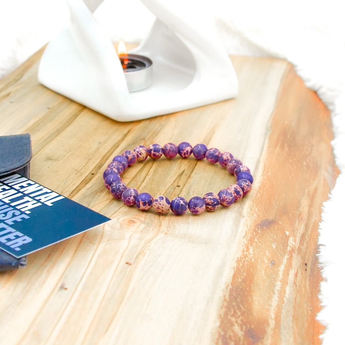 emperor stone, purple emperor stone, emperor stone bracelet, gemstone bracelet, mala bracelet, stones for anxiety, anxiety stones