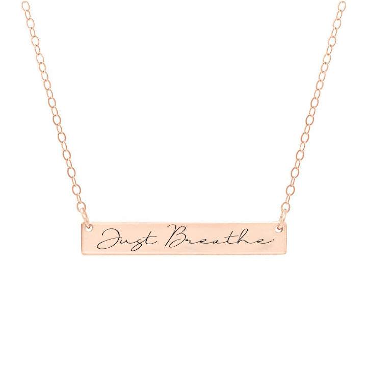 Just Breathe Name Bar Necklace - Anxiety Gone