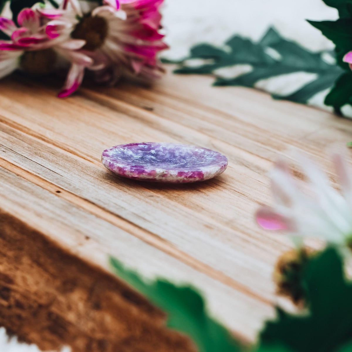 Lepidolite Worry Stone for anxiety, mood stabilization, and emotional healing.