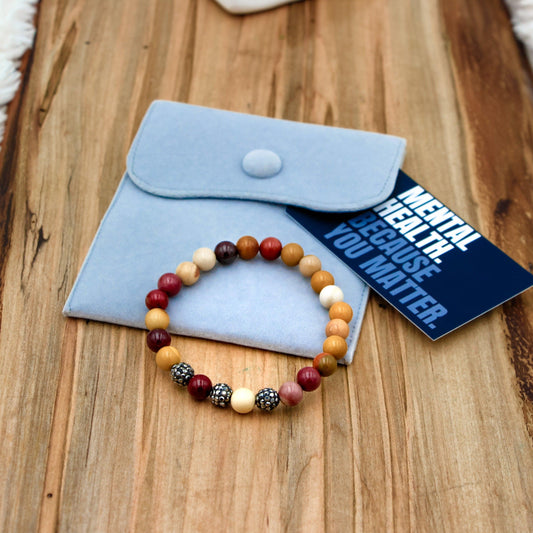 Mookaite Jasper Bracelet, natural crystal bracelet for anxiety and stress relief, healing crystal bracelet for anxiety and emotional balance, grounding crystals for anxiety in gemstone jewelry, handmade crystal jewelry for stress relief and mindfulness, calming bracelet for anxiety with genuine gemstone beads, spiritual bracelet for stress and balance, crystal bracelet gift for anxiety and self-care, crystal healing bracelets for women and men, gemstone jewelry for mental health and energy healing