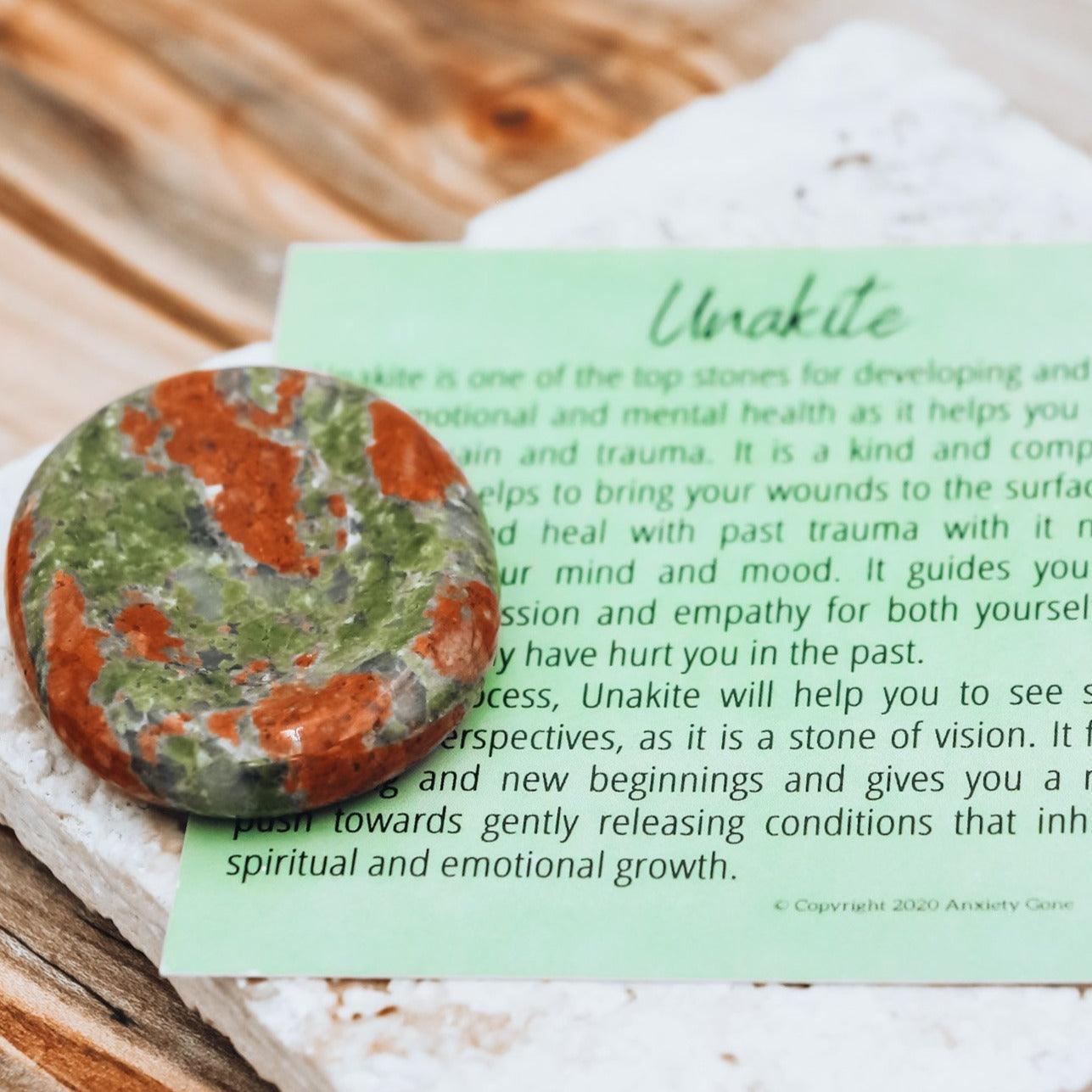 Unakite Worry Stone for anxiety, stress relief, emotional healing, and compassion.