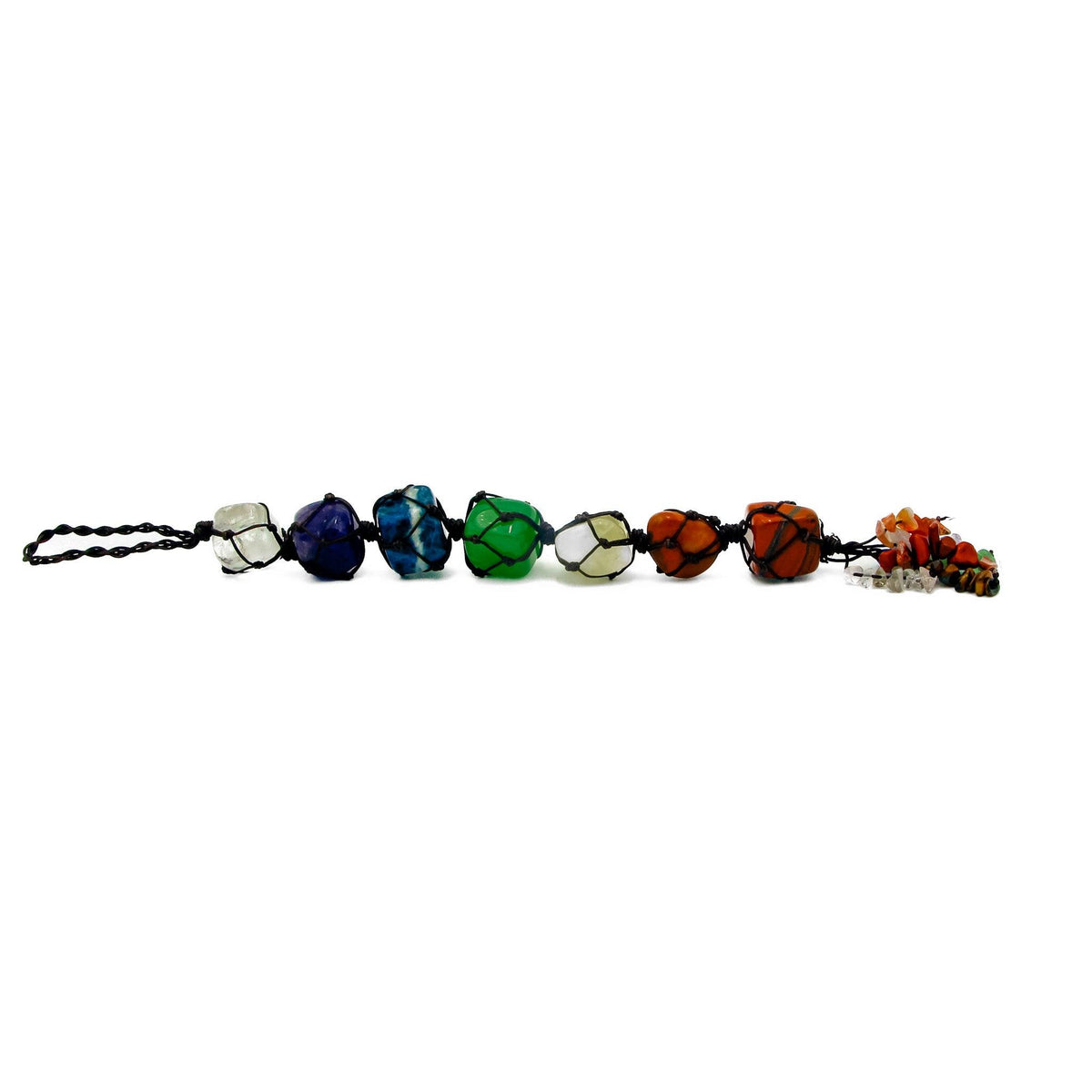 7 Chakra Gemstone Hanging Charm with gemstones for anxiety, chakra alignment, perfect for self-care gifts and mental health support. 